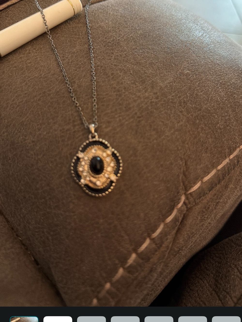Vintage-Inspired Black and Gold Pendant Necklace